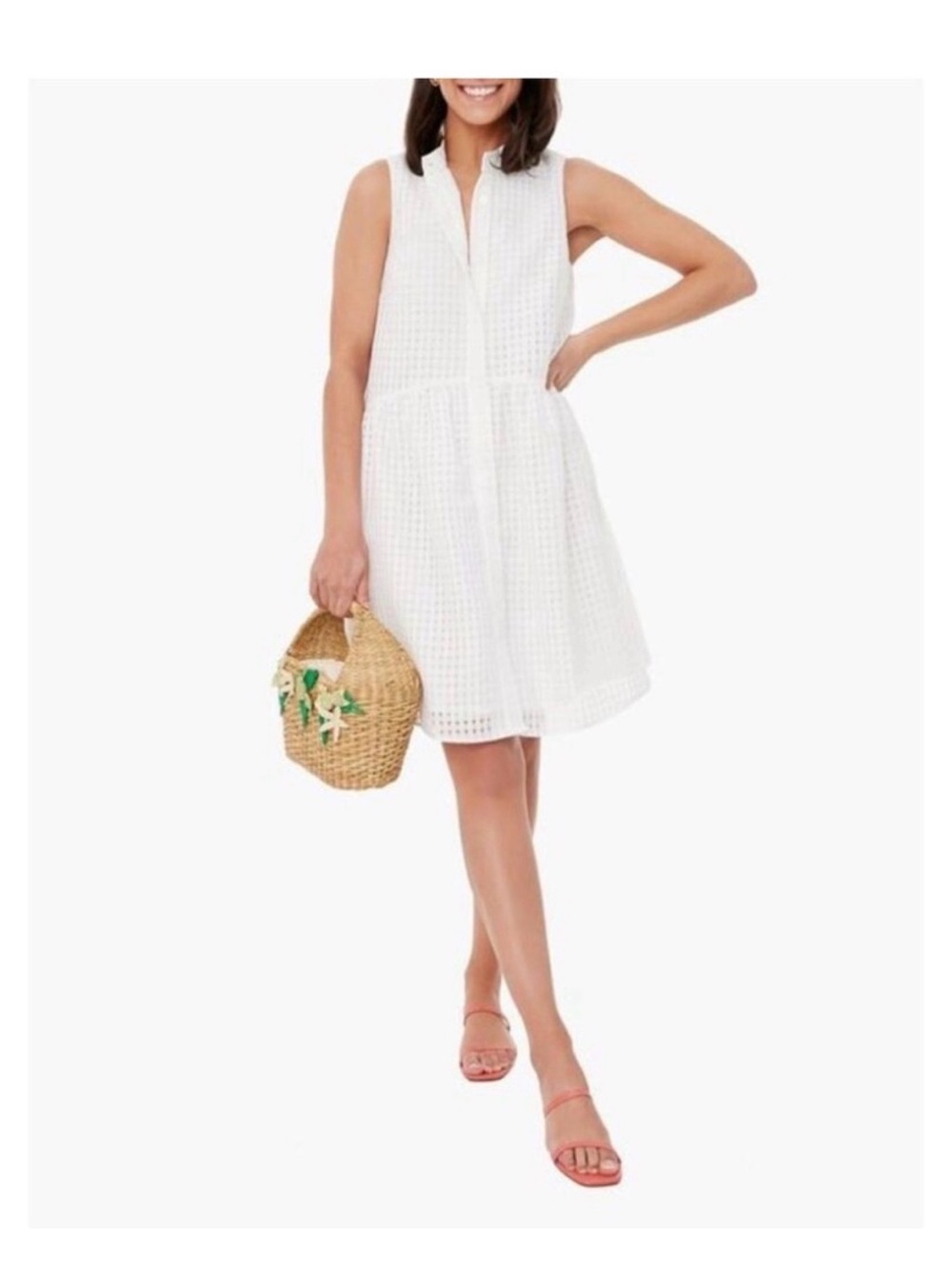 Tuckernuck White Burnout Sleeveless  Shirt Dress